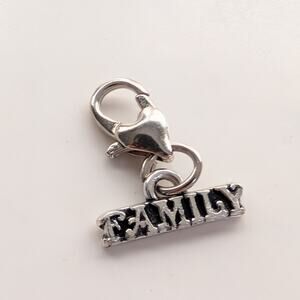 Vintage Silver Tone Family Mini Pendant Lobster Clasp Heart Bracelet Charm